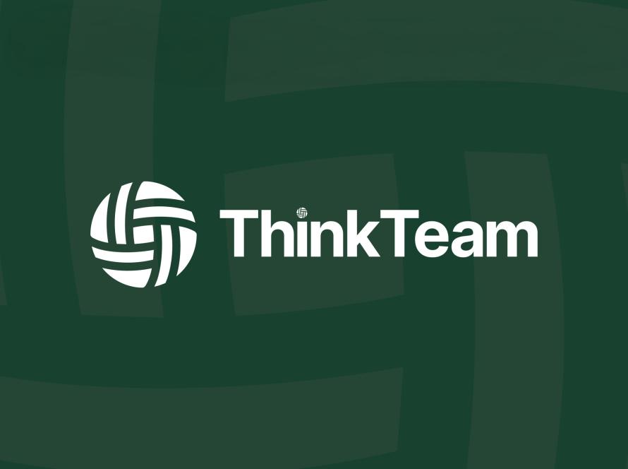 ThinkTeam brand identity showing the interwoven TT logo, earthy colour palette and brand guidelines layout