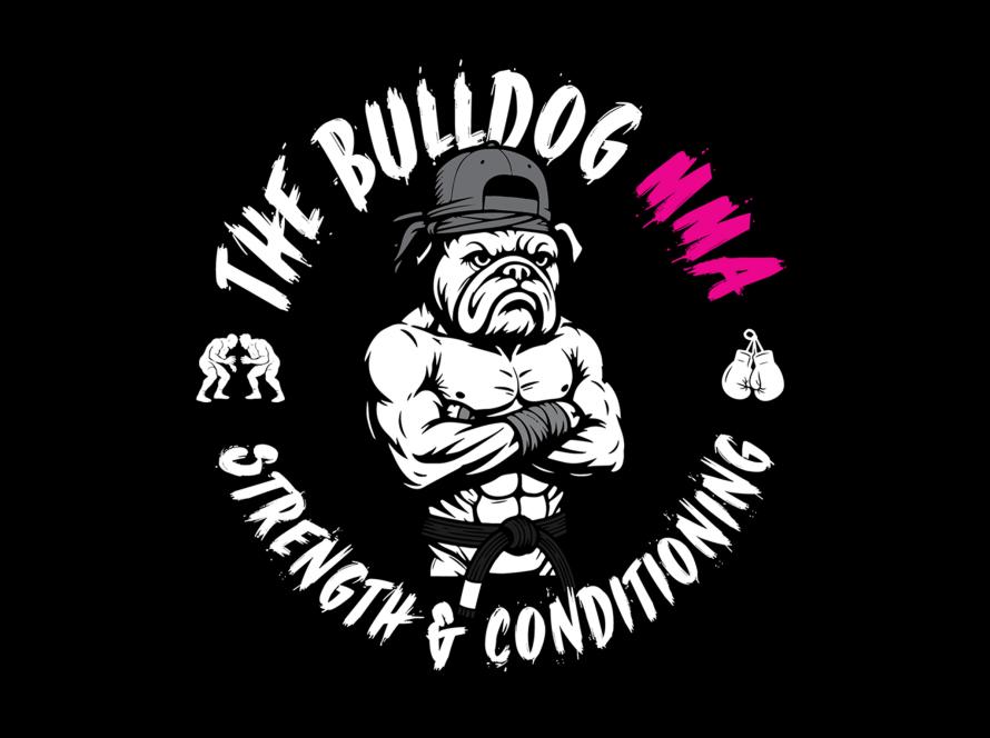 Kyle Bulldog MMA badge logo featuring a bold bulldog mascot for a combat sports brand identity.
